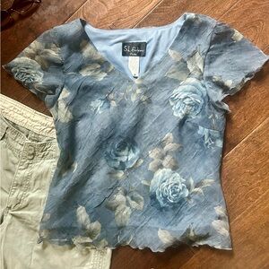 SL Fashions Blue Floral Women's Blouse